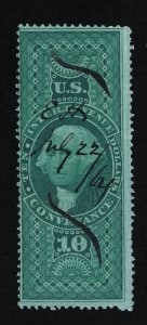 EXCELLENT GENUINE SCOTT R94c F-VF 1862-71 GREEN 1ST ISSUE REVENUE CONVEYANCE