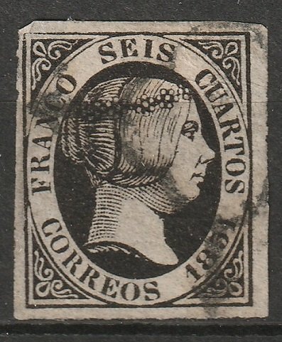 Spain 1851 Sc 6 used spider cancel