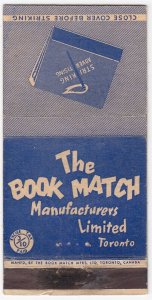 Canada Revenue 3/10¢ Excise Tax Matchbook THE BOOK MATCH MANUFACTURERS Toronto