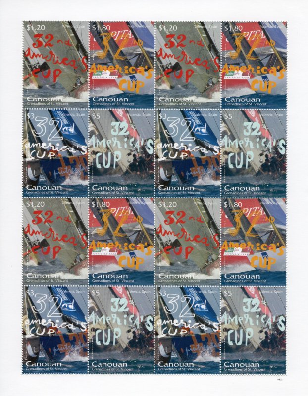 Canouan 2007 AMERICA'S CUP 32nd.Mini-Sheetlets (16) MNH Unfolded