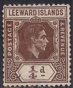 Leeward Islands 1921 - 32 KGV1 1/4d Brown Fine Used SG 58 ( G401 )