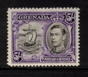 GRENADA 1938 5/- George VI, Perf 12½; Scott 141, SG 162; MNH