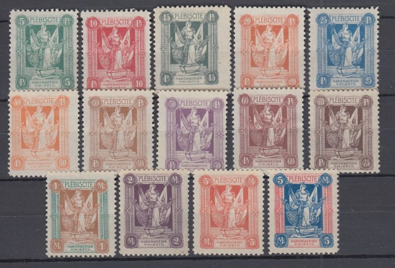 1920 Marienwerder Complete Set Michel 30-43 MH
