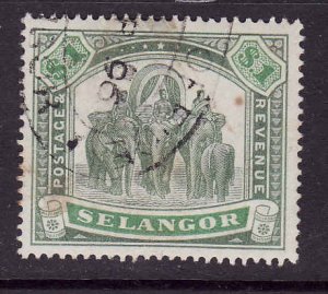 Malaya Selangor-SC#36-used-$1 green & lt green-Elephants-189