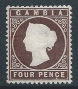 Gambia #17 Mint No Gum 4p Queen Victoria - Wmk. 2 Sdwys. - Deep Brown