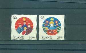 Iceland - Sc# 777-8. 1993 Christmas. MNH $2.50.