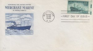 1946 Merchant Marine in WWII (Scott 939 )Grimsland UA FDC