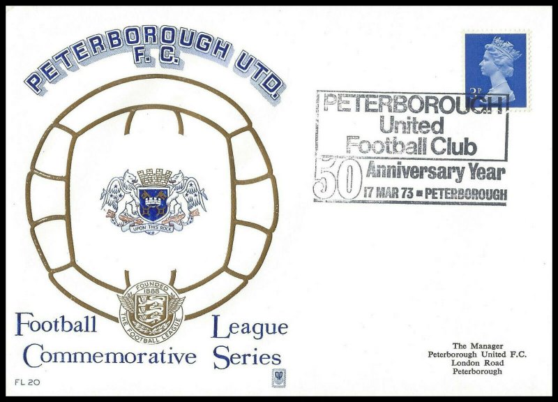 1973 Peterborough United FC 50th Anniversary Year Commemorative First day Cover