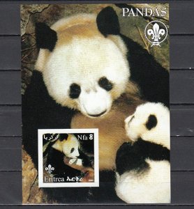 Eritrea, 2002 Cinderella issue. Panda Bears on an IMPERF s/sheet.