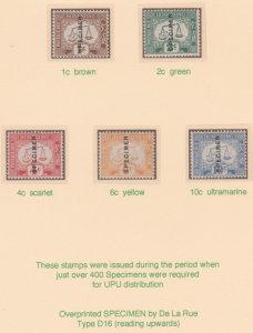 HONG KONG 1923 POSTAGE DUES  SPECIMEN set of 5