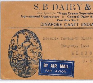 INDIA KGVI Illustrated Advert DAIRY CREAM Cover Dinapore Cantt 1940s Air PJ231