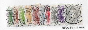 Denmark Sc #210-219  set of 10  used FVF