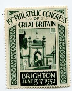 19th Philatelic Congress of Great Britain Brighton 1932 Poster Souvenir Stamp