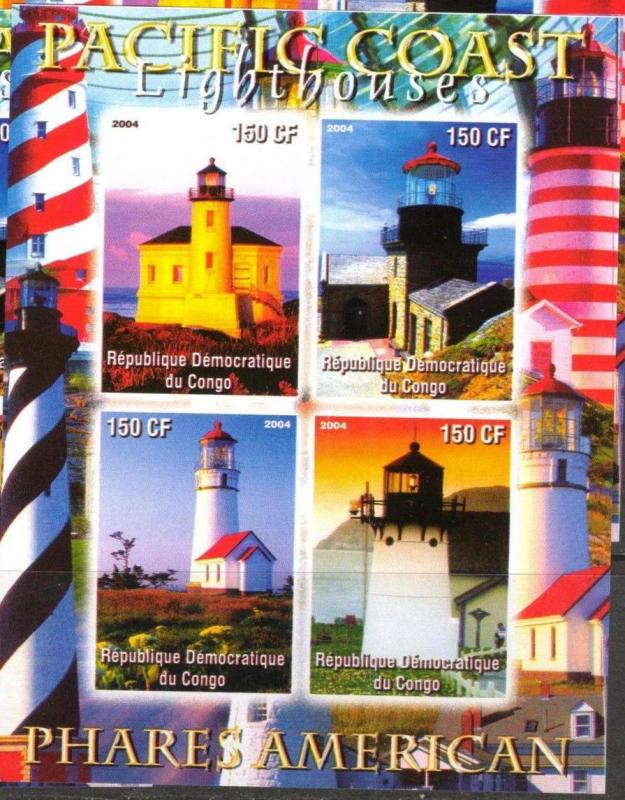 CONGO SHEET IMPERF LIGHTHOUSES