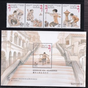 Macao 1999, Man who Carrie Water   MNH Sheet +strip  # 981-982