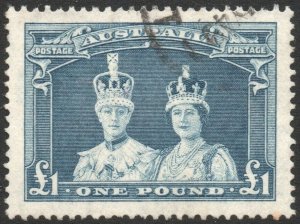 AUSTRALIA-1949 £1 Bluish Slate thin rough ordinary paper Sg 178a FU V41470