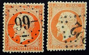 France, Scott 27 and 27a, Used