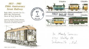 US FIRST DAY COVER SCOTT 2062a SEASHORE TROLLEY MUSEUM (1st CACHET) FULL SET '83
