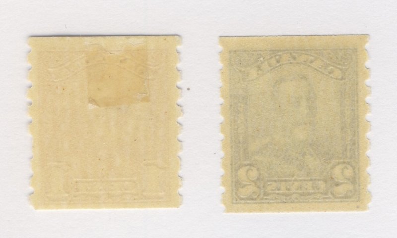 2x Canada George V MH Coil stamps #160-1c F+ #161-2c F/VF Guide Value = $70.00