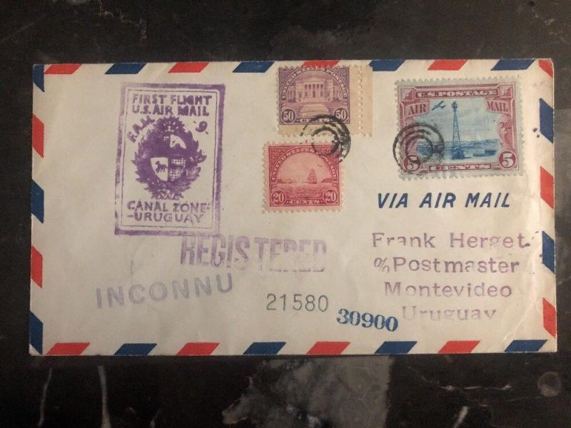 1930 USA First Flight cover FFC to Montevideo Uruguay FAM 9