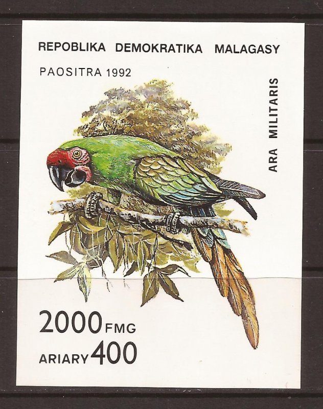 1993 Malagasy Republic - Sc 1121 - MNH VF - Mini Sheet - Birds - Ara militaris