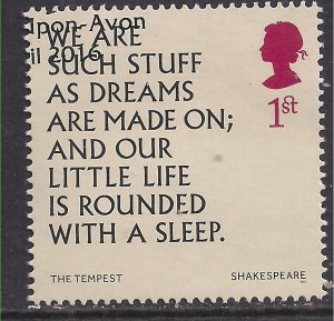 GB 2016 QE2 1st 400th Anniv. Death William Shakespeare Ex Fdc SG 3823 ( G442 )