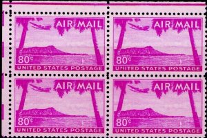 U.S. C46 80¢ Hawaii U.S. Airmail  Margin Block 4 Mint Never Hinged