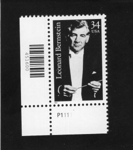 3521 Bernstein, MNH w/plate #