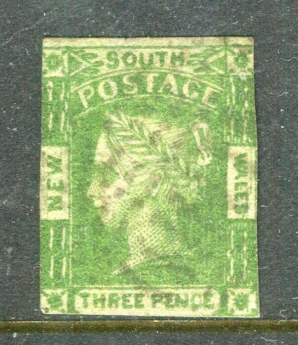NEW SOUTH WALES; 1850s classic Imperf QV Local issue fine used 3d. value