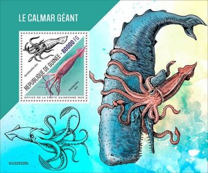 GUINEA - 2022 - Giant Squid - Perf Souv Sheet - Mint Never Hinged