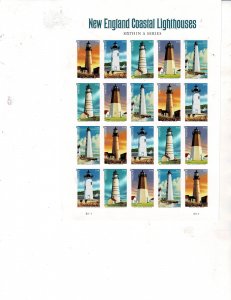 New England Coastal Lighthouses IMPERF Forever US Postage Sheet #4791-95 VF MNH