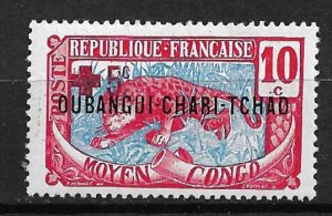 1916 Ubangi-Shari-Chad ScB2 surcharged & overprinted Leopard MNH