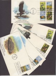 1981 Wildlife Conservation Sc 1921 to 1924 1924a set of 5 FDCs premium Fleetwood