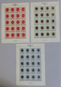 Liechtenstein Arms of Church Patrons 3v 1st issue Full Sheets 1969 MNH