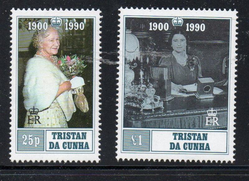 Tristan da Cunha Sc 480-1 1990 Queen Mother 90 stamp set mint NH