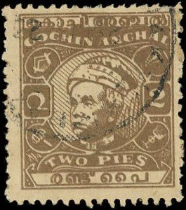 COCHIN (INDIAN STATE) Sc 90a USED-1948 2p Sri Kerala Varma II - Die II