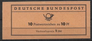 1961 Germany Complete unexploded booklet with pane of 10 MNH Sc827