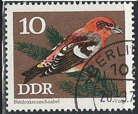 Germany DDR 1454 (used cto) 10pf white-winged crossbill