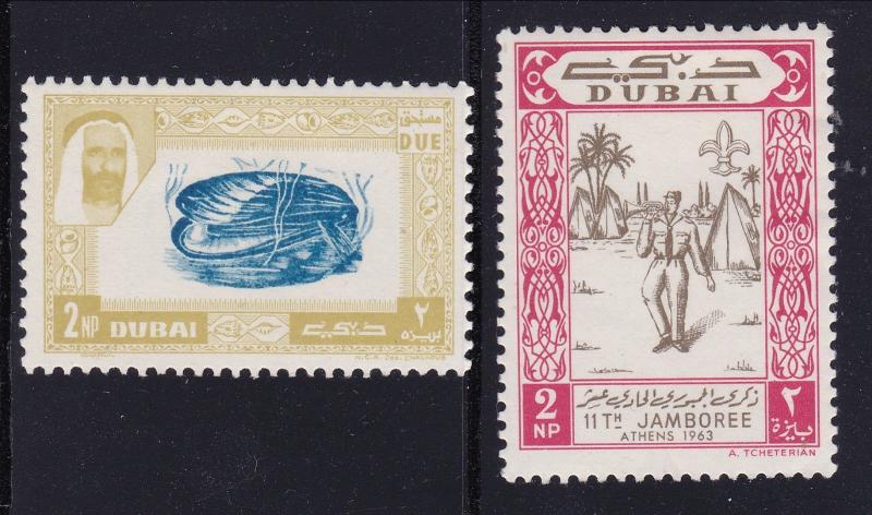 Group of Dubai Stamps, 2 MINT, 2 USED