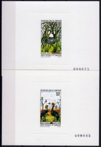 Cameroun 1977 Sc#628/629 BIRDS Shown/Crowned cranes 2 DELUXE S/S numered MNH