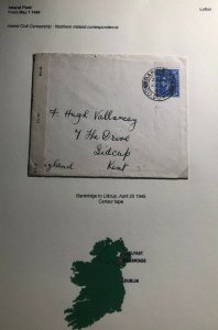 1945 Banbridge North Ireland Civil Censorship Cover To Lidcup England