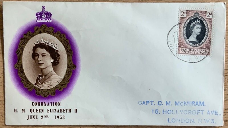 BECHUANALAND 1953 CORONATION FDC..LOBASTE  CDS