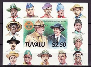 Tuvalu, Scott cat. 464. Australian Scout Jamboree s/sheet. IMPERF. ^