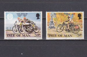 Isle of Man, Scott cat. 33-34. Motorcycle Race issue.