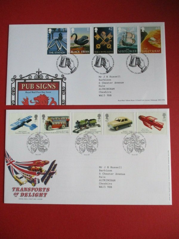 2003 GB Comm First Day Covers Complete Run Tallents House Edinburgh Used Typed