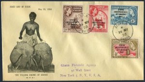 Ghana 5,25-27 FDC. GHANA INDEPENDENCE 6th MARCH 1957.Map,Constabulary,Lake,Druns 