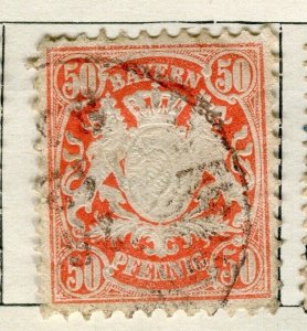 GERMANY BAVARIA;  1888 Wmk. classic issue fine used 50pf. value