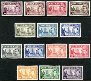 1938-40 St Helena Badge of the Colony set MMH remnants Sc# 118 / 127 CV: $101.45