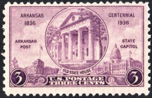 SC#782 3¢ Arkansas Statehood Centennial (1936) MNH