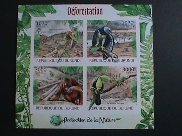 ​BURUNDI STAMP 2012 SC#1111 DEFORESTATION-PROTECTION OF NATURE-IMPER -MNH S/S